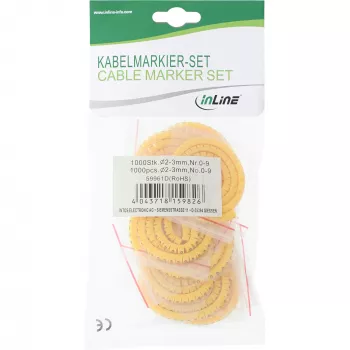 Anelli per marcatura cavi InLine 5,2–10 mm, cifre 0–9, 1000 pz., giallo