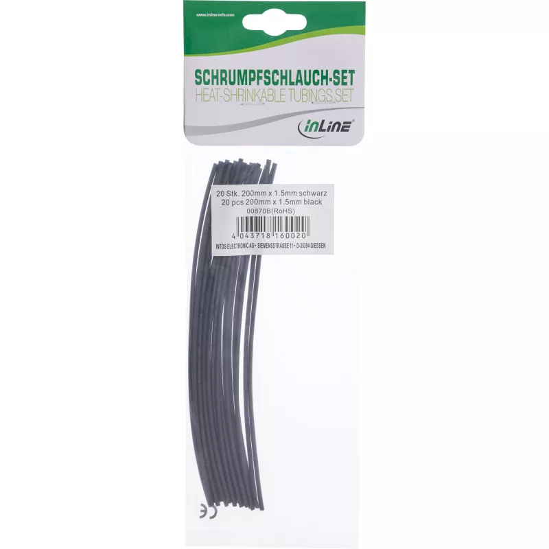 Set guaine termorestringenti InLine 200 mm, diametro 1,5 mm → 0,75 mm, 20 pz.