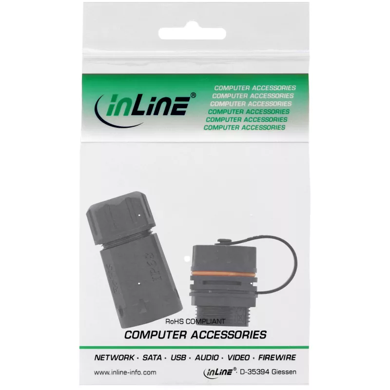InLine connettore femmina Cat.6A, impermeabile IP68, 2x RJ45 F/F, 1:1