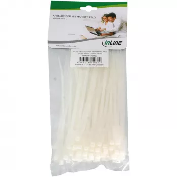 Fascette per cavi InLine Marker Ties 200 mm x 4,8 mm, nylon, 100 pz., naturale