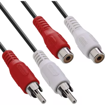 InLine cavo audio 2x connettore maschio RCA / connettore femmina 5m, connettore maschio, 2 x RCA, connettore femmina, 5 m, nero