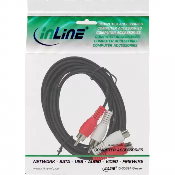 InLine cavo audio 2x connettore maschio RCA / connettore femmina 5m, connettore maschio, 2 x RCA, connettore femmina, 5 m, nero