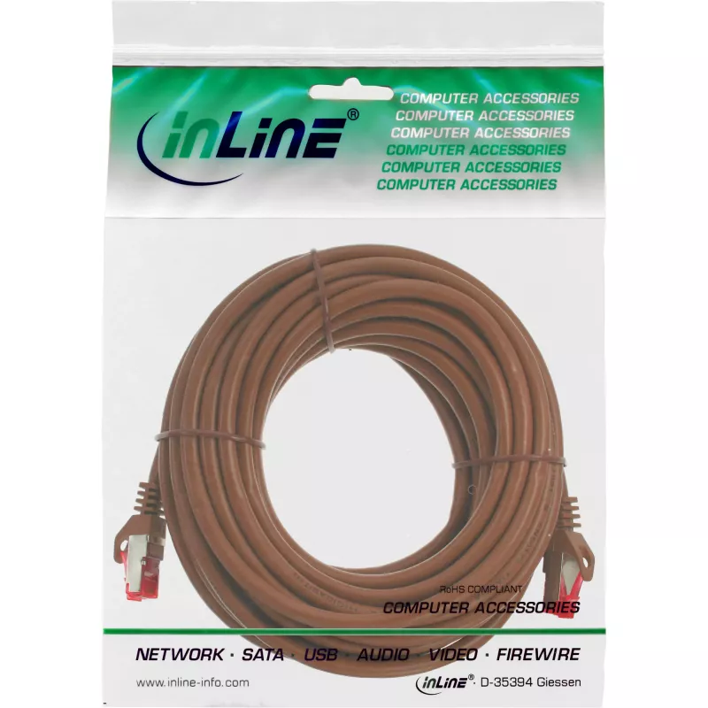 Cavo patch InLine S/FTP PiMF Cat.6 250MHz PVC rame marrone 7,5 m