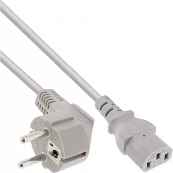 Cavo di alimentazione InLine, CEE 7/7 angolare / 3 poli IEC C13 maschio, grigio, 1,5 m