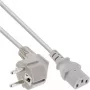 Cavo di alimentazione InLine, CEE 7/7 angolare / 3 poli IEC C13 maschio, grigio, 1,5 m