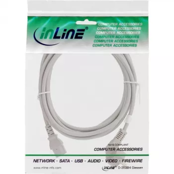 Cavo di alimentazione InLine, CEE 7/7 angolare / 3 poli IEC C13 maschio, grigio, 1,5 m