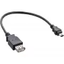 Cavo InLine USB 2.0, femmina A / Mini-5-pin maschio, 0,2 m, 0,2 m, Mini-USB B, USB A, USB 2.0, maschio/femmina, nero