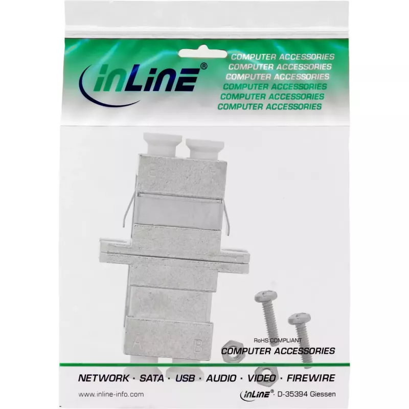 Adattatore in fibra ottica InLine metallo duplex LC/LC SM boccola in ceramica con flangia