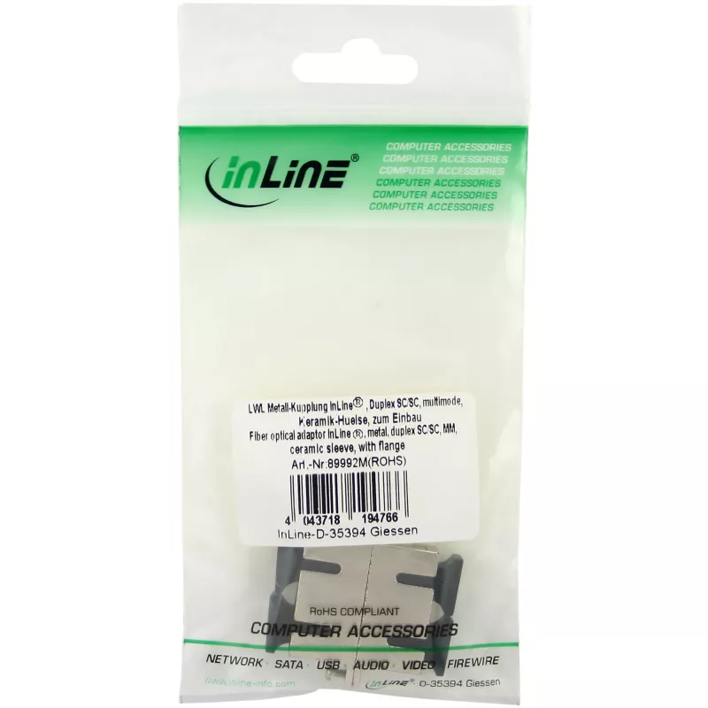 Adattatore in fibra ottica InLine metallo duplex SC/SC MM boccola in ceramica con flangia