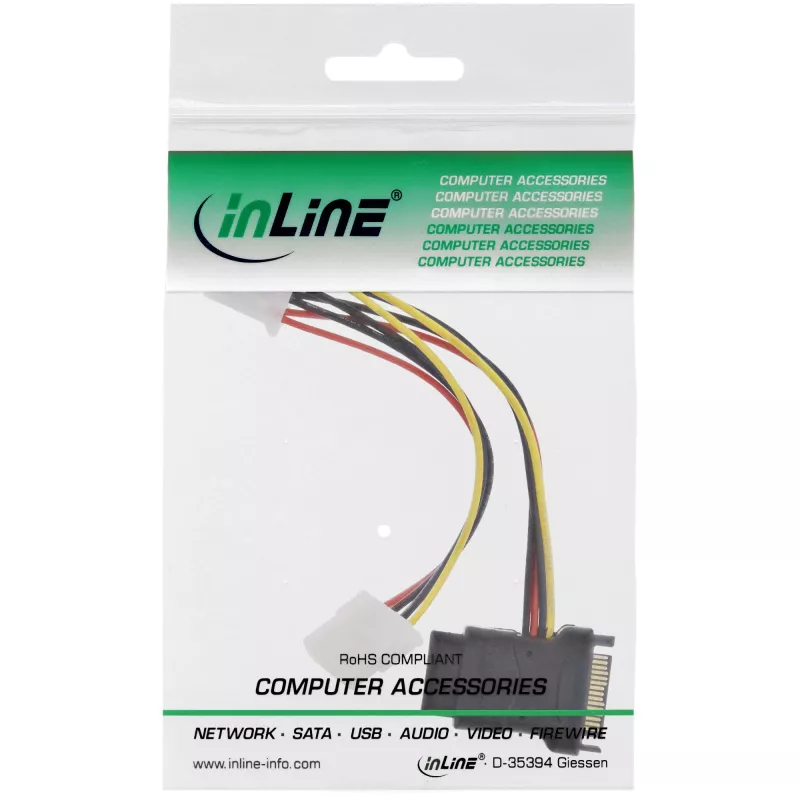 Cavo di alimentazione SATA femmina SATA / 3x 4 pin Molex maschio 0,15 m InLine 29679