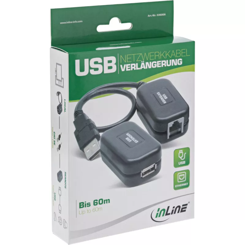 Prolunga USB InLine fino a 60 m tramite cavo patch RJ45 Cat.5e o superiore