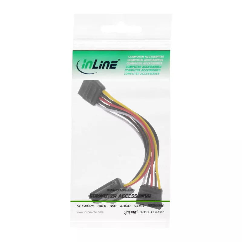 Cavo di alimentazione SATA interno InLine SATA maschio/femmina su 2x SATA maschio 0,15 m