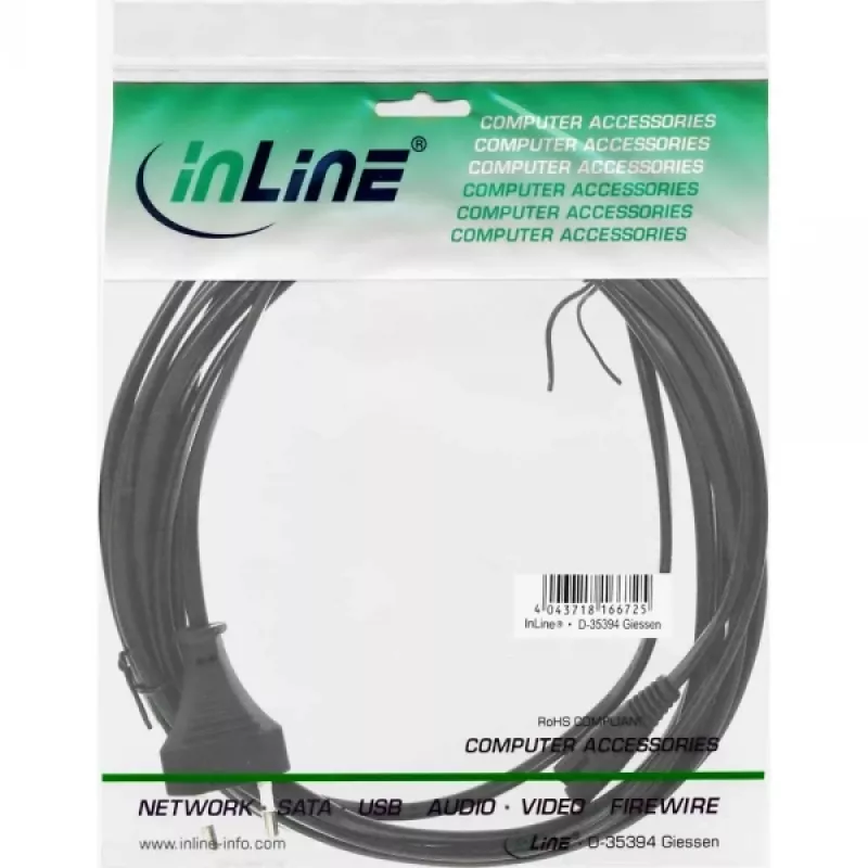 Cavo di alimentazione InLine, spina Euro / spina Euro8, nero, 5 m