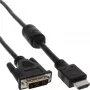Cavo HDMI-DVI InLine 19 pin maschio / 18+1 maschio + nucleo in ferrite nero 3 m