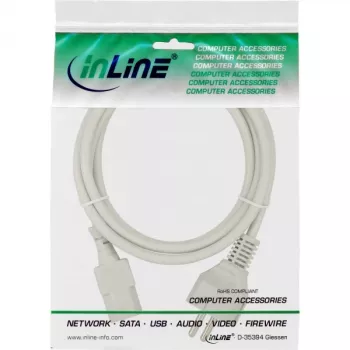 Cavo di alimentazione InLine, CEE 7/7 dritto / IEC C13 3 poli maschio, grigio, 1,5 m