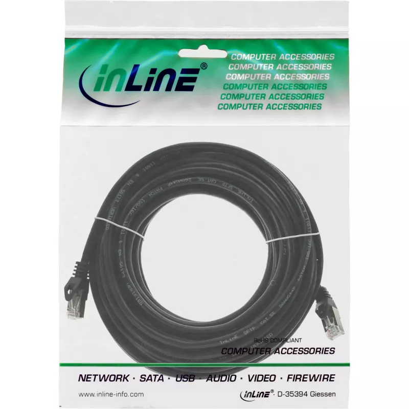 Cavo patch SF/UTP Cat.5e nero 30 m InLine