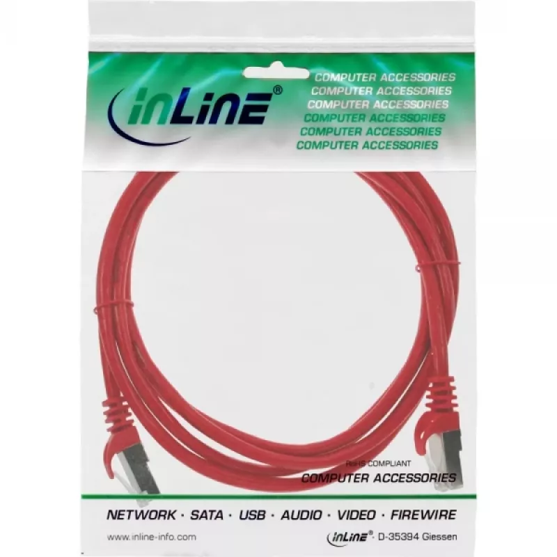 Cavo patch SF/UTP Cat.5e rosso 1,5 m InLine