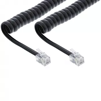 Cavo telefonico a spirale InLine RJ10 4P4C nero 4 m