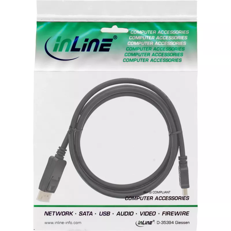 Cavo convertitore InLine DisplayPort a HDMI nero 10 m
