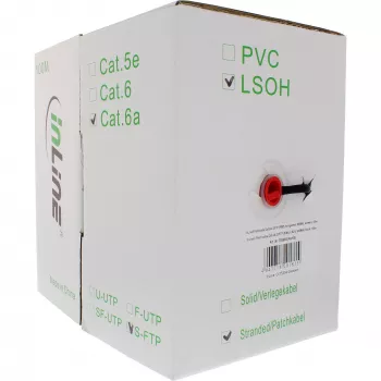 Cavo patch InLine S/FTP PiMF Cat.6A senza alogeni 500MHz nero 100m