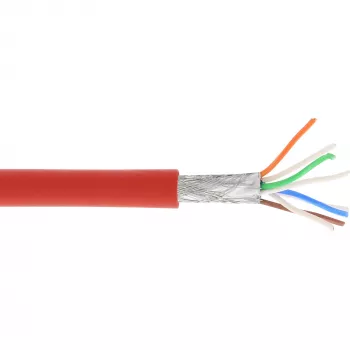 Cavo patch InLine S/FTP PiMF Cat.6A senza alogeni 500MHz rosso 100m