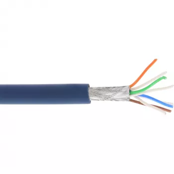 Cavo patch InLine S/FTP PiMF Cat.6A senza alogeni 500 MHz blu 100 m
