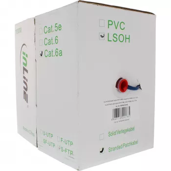 Cavo patch InLine S/FTP PiMF Cat.6A senza alogeni 500 MHz blu 100 m