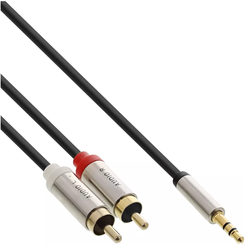 Cavo audio 3,5 mm connettore maschio a 2x connettore maschio RCA InLine Basic sottile S-99241