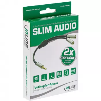 Cavo audio InLine S-99250 0,15 m 3,5mm 2 x 3,5mm nero, argento