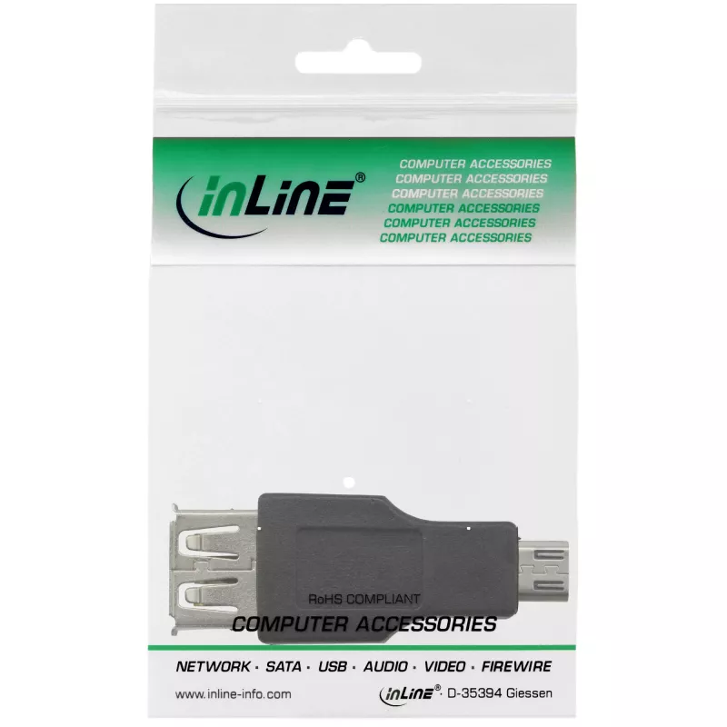 Adattatore Micro-USB InLine connettore maschio Micro-B connettore femmina USB A 31604