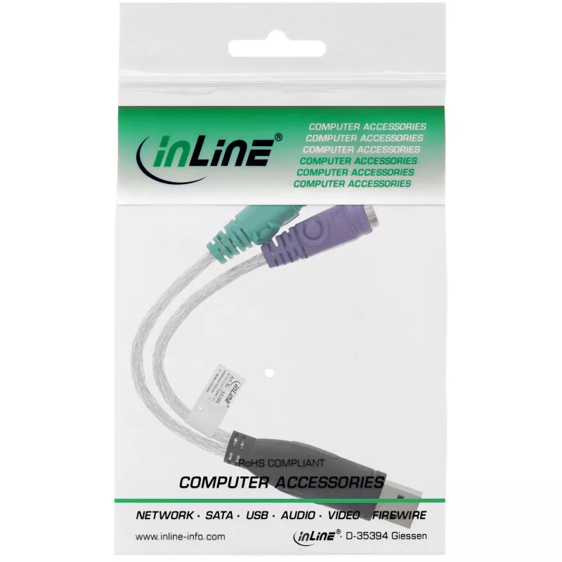 Convertitore USB-PS/2 InLine connettore maschio USB Type A / 2x connettore femmina PS/2