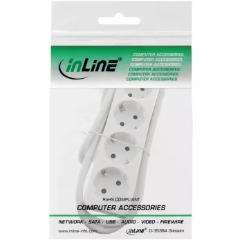 Ciabatta InLine, 4 prese Schuko CEE 7/3, bianco, 1,5 m