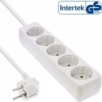Ciabatta InLine, 5 prese Schuko CEE 7/3, bianco, 1,5 m