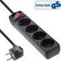 Ciabatta InLine, 4 prese Schuko CEE 7/3, con interruttore, nero, 1,5 m