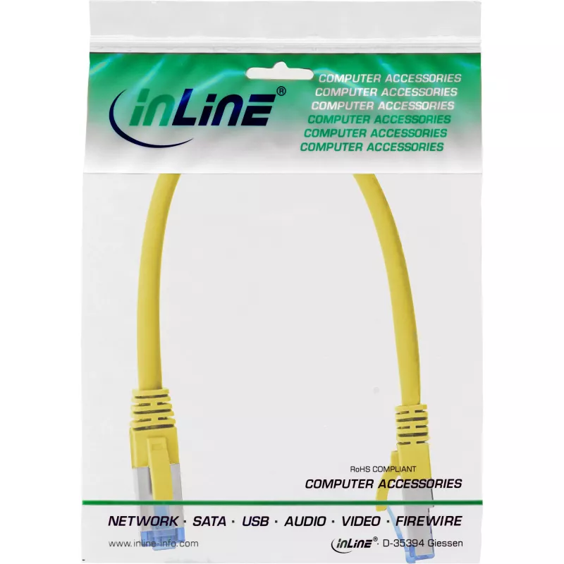 InLine cavo patch S/FTP PiMF Cat.6A senza alogeni 500MHz giallo 0,25m