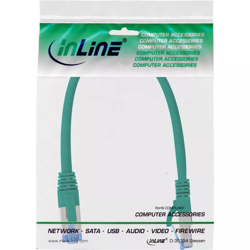 InLine cavo patch S/FTP PiMF Cat.6A senza alogeni 500MHz verde 0,25m