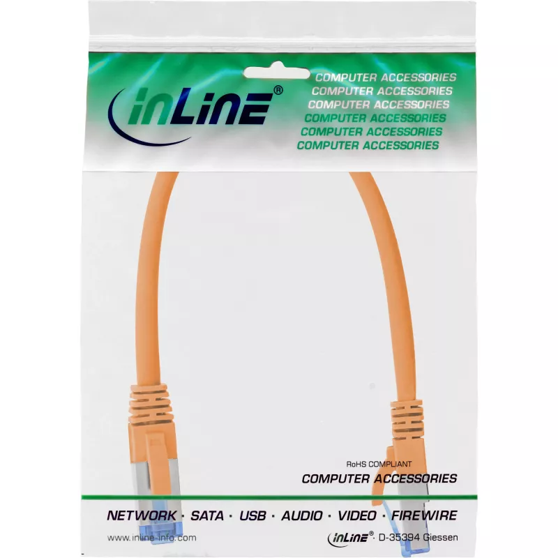 InLine cavo patch S/FTP PiMF Cat.6A senza alogeni 500MHz arancione 0,3m