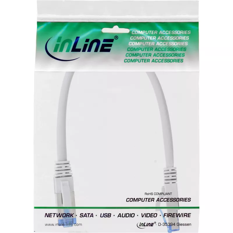 InLine cavo patch S/FTP PiMF Cat.6A senza alogeni 500MHz bianco 0,25m