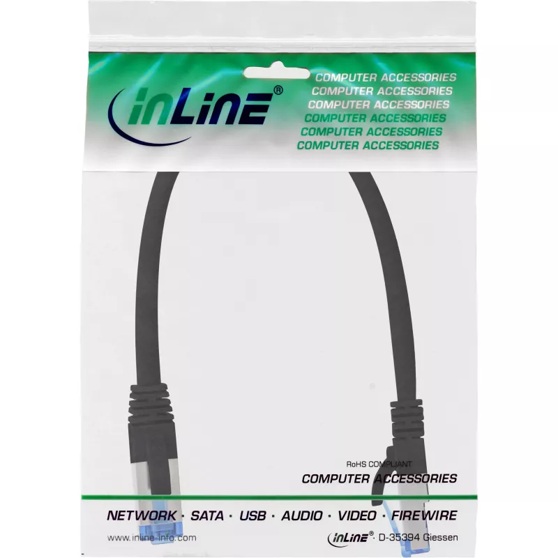 Cavo patch InLine S/FTP PiMF Cat.6A senza alogeni 500 MHz nero 0,3 m