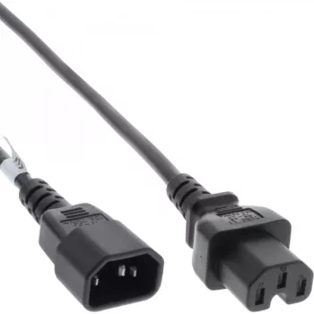 Prolunga cavo di alimentazione InLine, connettore per apparecchi caldi IEC-C15/IEC-C14 dritto, 2 m