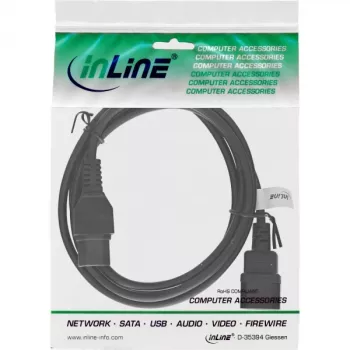 Prolunga cavo di alimentazione InLine, connettore per apparecchi caldi IEC-C15/IEC-C14 dritto, 2 m