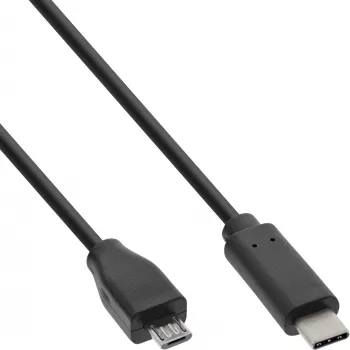 Cavo USB 2.0 InLine, connettore maschio USB-C / connettore maschio Micro-B, nero, 2 m