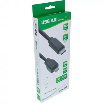 Cavo USB 2.0 InLine, connettore maschio USB-C / connettore maschio Micro-B, nero, 2 m
