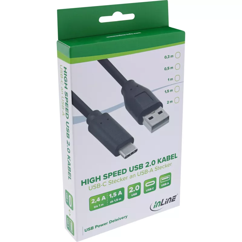 Cavo USB 2.0 InLine 35734 connettore maschio USB-C connettore maschio USB-A nero 1,5 m