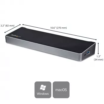 StarTech.com dock USB-C 4K, docking station per monitor triple UHD 4K, Mac e Windows, USB-C a HDMI e DisplayPort, Power Delivery 60W, hub 5x USB 5Gbit/s – TAA