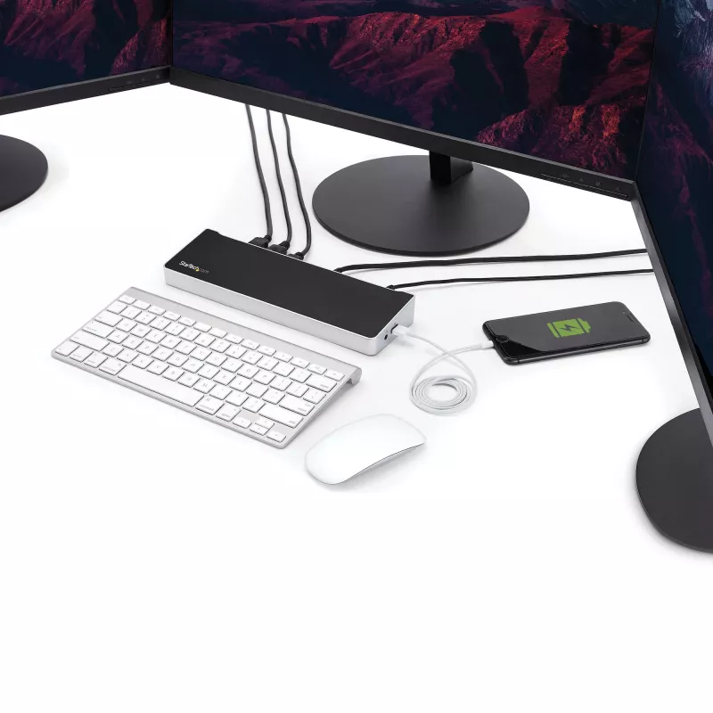 StarTech.com dock USB-C 4K, docking station per monitor triple UHD 4K, Mac e Windows, USB-C a HDMI e DisplayPort, Power Delivery 60W, hub 5x USB 5Gbit/s – TAA