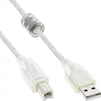 Cavo USB 2.0 InLine Type-A maschio / B maschio trasparente, nucleo in ferrite, 3 m