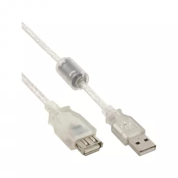 Prolunga USB 2.0 InLine Type-A maschio/femmina, trasparente, con ferrite, 1 m