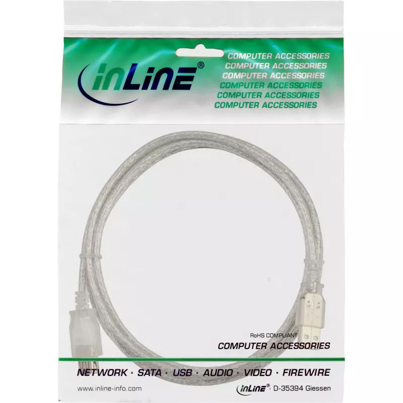 Prolunga USB 2.0 Type-A M/F InLine 34605 5 m trasparente
