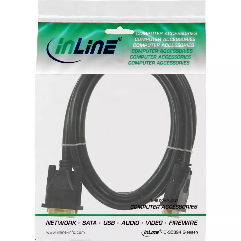 Cavo DVI-D InLine Premium 24+1 maschio/maschio Dual Link placcato oro 10 m